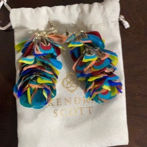 Kendra Scott multi colored tiered feather earrings